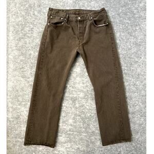 Levi 501 Jeans Brown Mens 36x30 Button Fly Wide Leg Boot Cut Denim Western